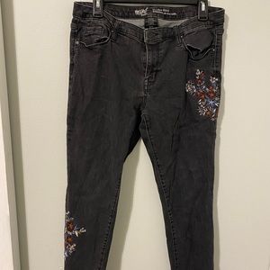 embroidered black jeans